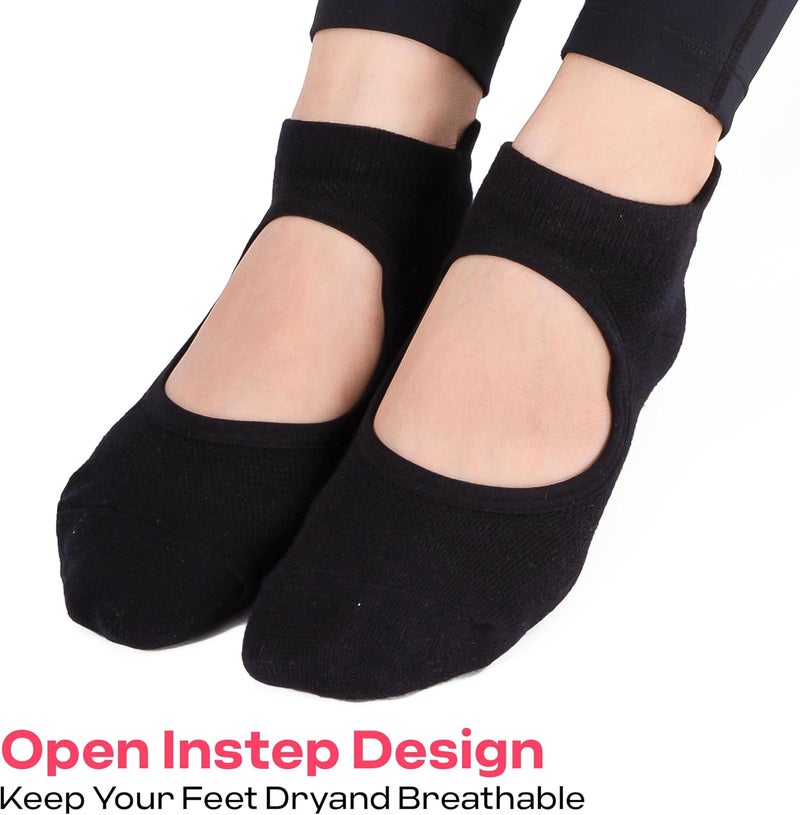 CoolMate Store Pilates Socks with Grips for Women, Yoga Socks, Crew Non Slip Women for Barre, Pilates Gifts - Image 4